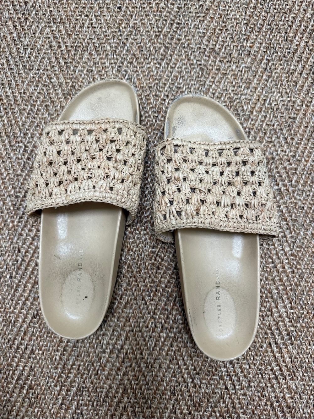 Loeffler Randall Beige Woven Slide Sandals